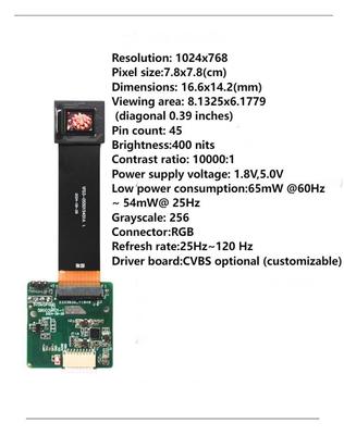 0.39-inch Micro OLED Display with 1024×768 Resolution and 400 Brightness for High-Definition Smart Wearables
