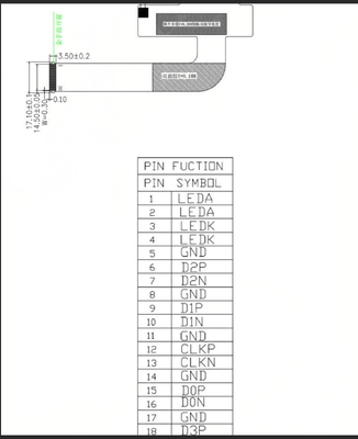 4.3 inch TFT LCD Module with 800RGBx480 Resolution and MIPI Interface Driving ICST7265 Display Colors 16.7M
