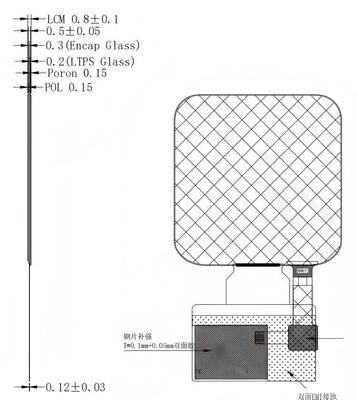 2.16 Inch AMOLED Display Module with 480x480 Resolution and 600nit Brightness